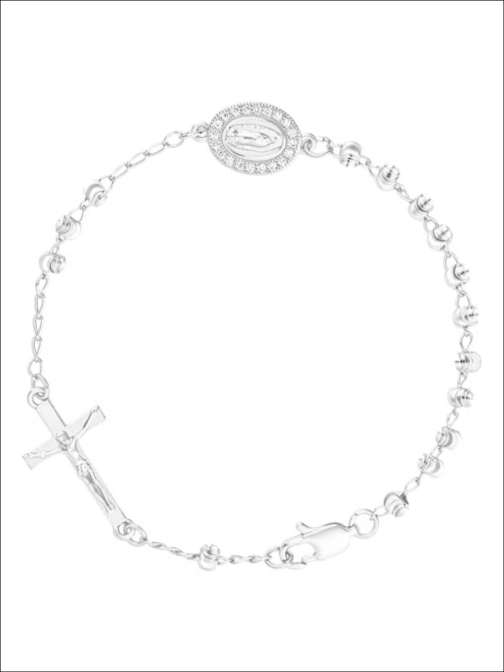 Rosary Cross Bracelet Gold Plated 4mm Beads Catholic Charm Bracelet